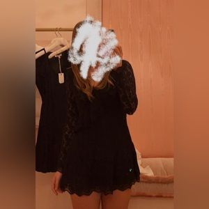 Loveshackfancy longsleeve black mini dress
